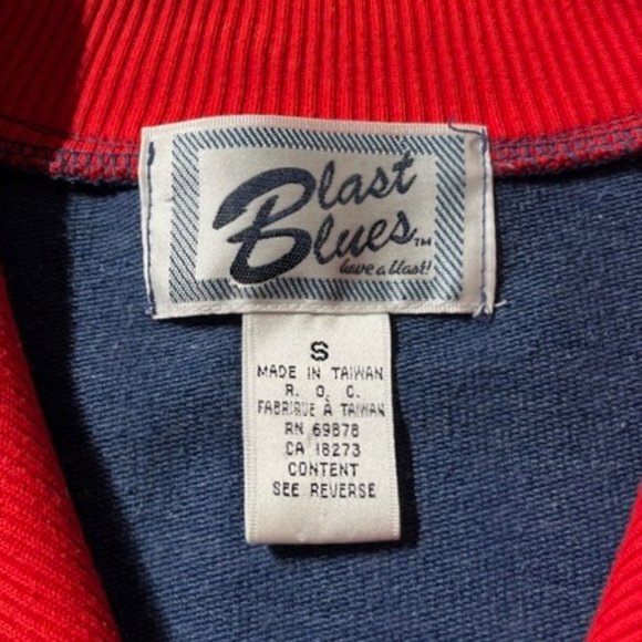 Vintage Grannycore Navy Blue and Red Turtleneck & Zip Collar Sweatshirt - Picture 8 of 9